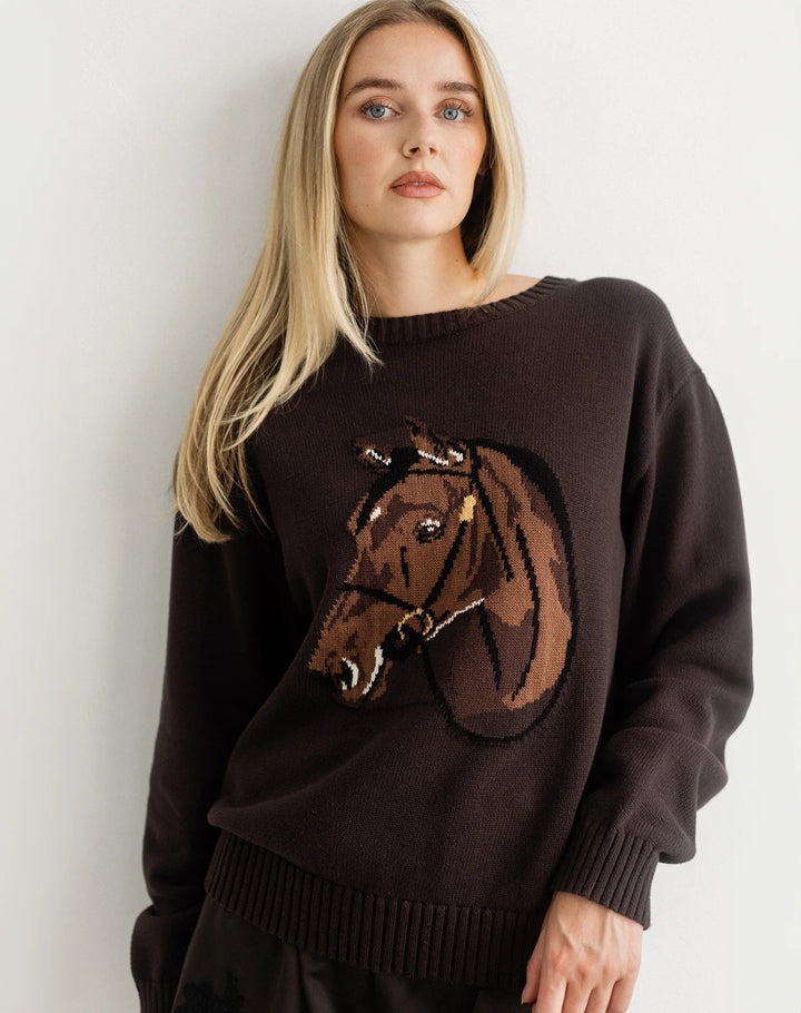 ELLE KNIT SWEATER BRUNETTE THE LABEL 