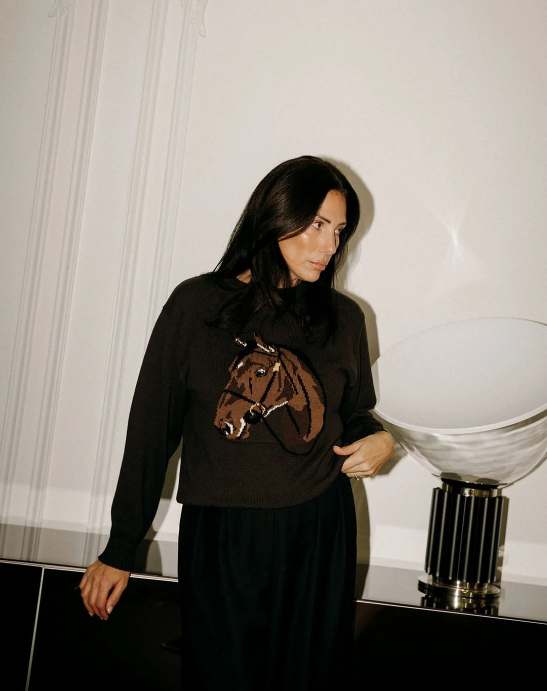 ELLE KNIT SWEATER BRUNETTE THE LABEL 