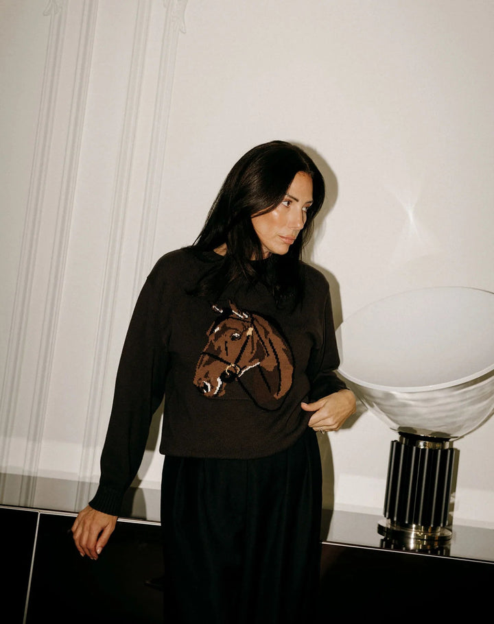 ELLE KNIT SWEATER BRUNETTE THE LABEL 