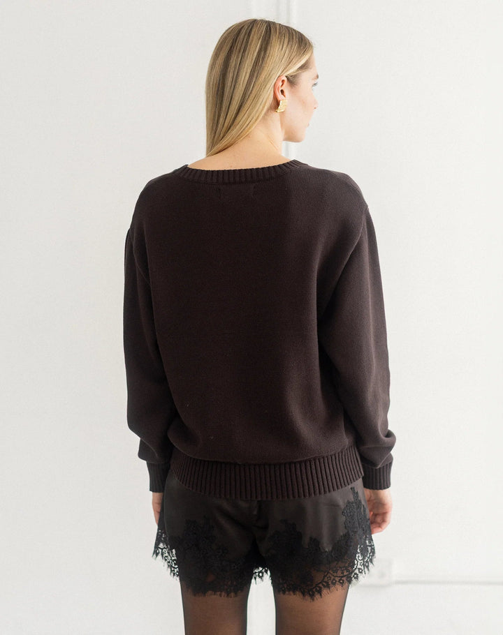 ELLE KNIT SWEATER BRUNETTE THE LABEL 