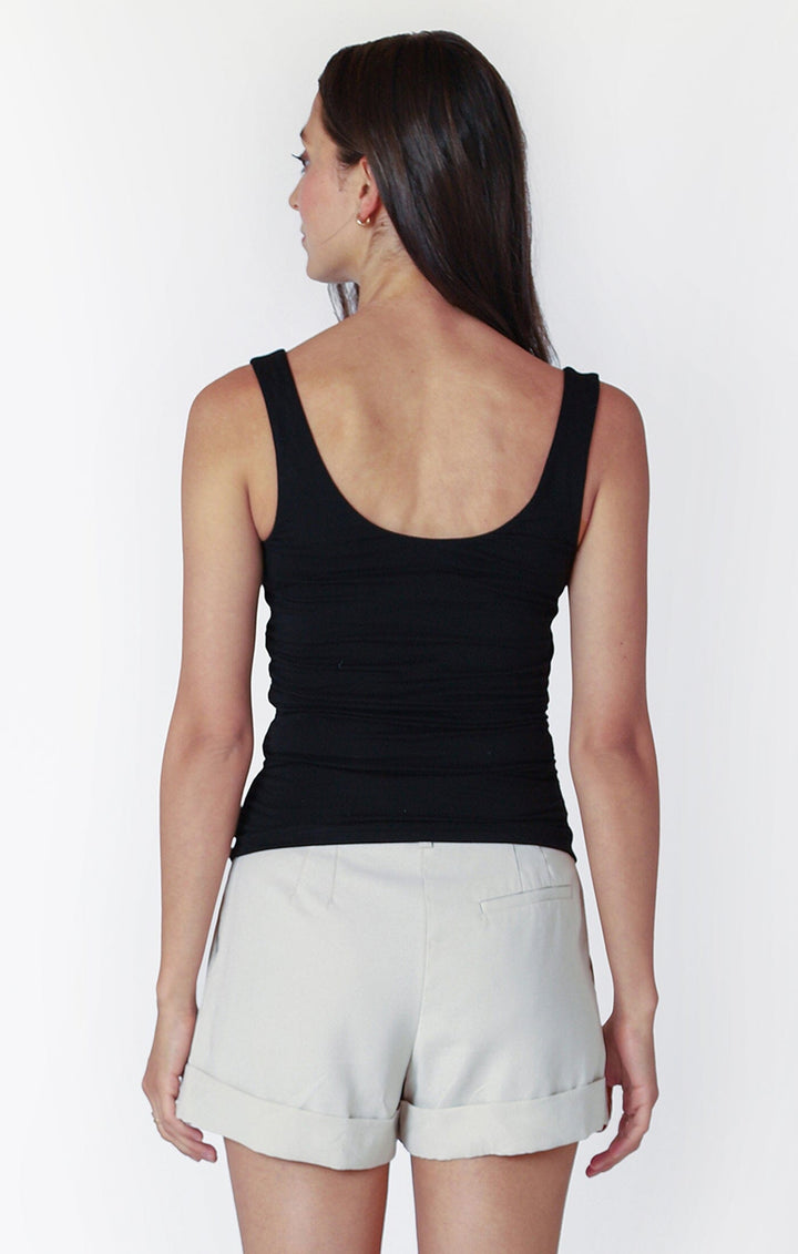 ESSENTIAL RUCHED TANK Tank BLACK TAPE 