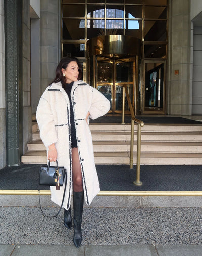 ETTA SHERPA JACKET COAT BRUNETTE THE LABEL 