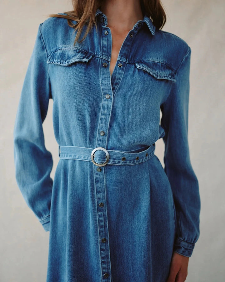 FLAP POCKET BELTED SHIRT DRESS Dress BELLA DAHL 