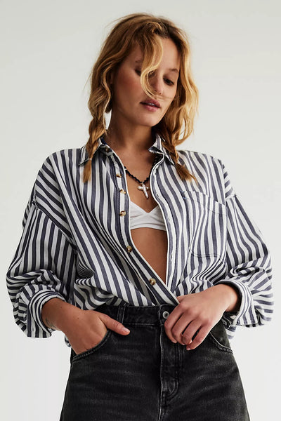 FREDDIE STRIPED SHIRT TOP Free People 