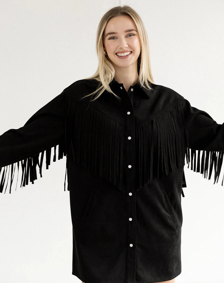 FRINGE JACKET DRESS JACKET BRUNETTE THE LABEL 