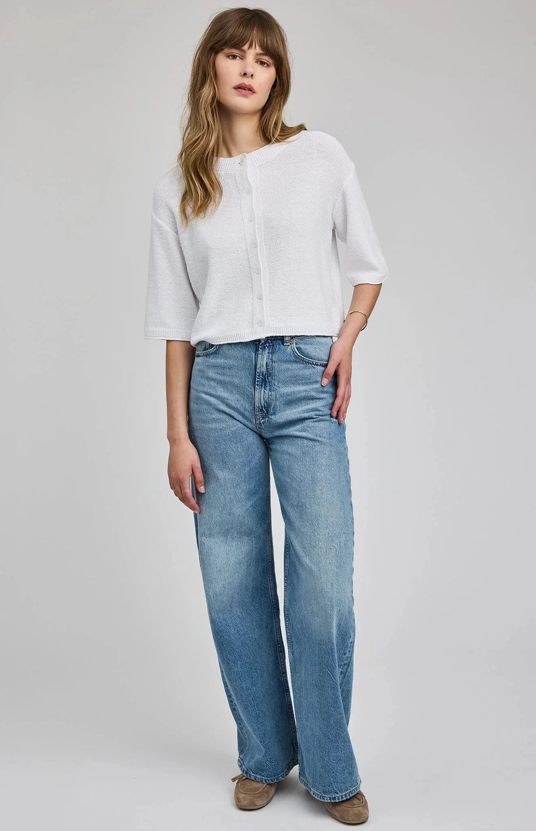 GENEVIEVE CARDIGAN TOP GENTLE FAWN 