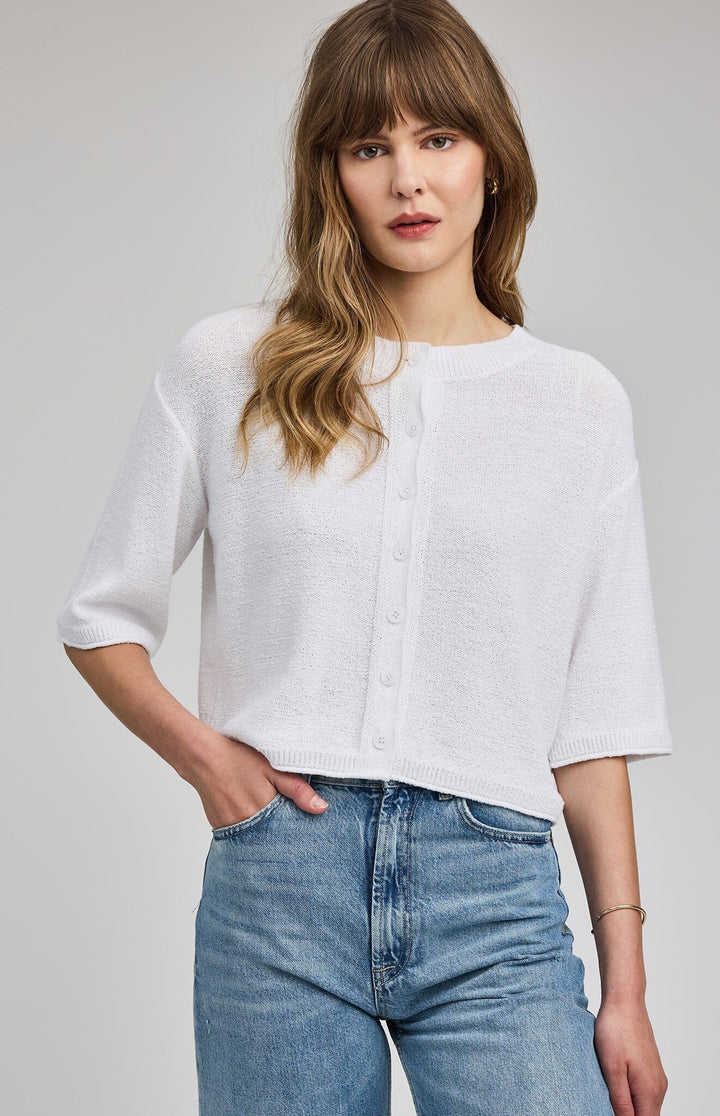 GENEVIEVE CARDIGAN TOP GENTLE FAWN XS WHITE 