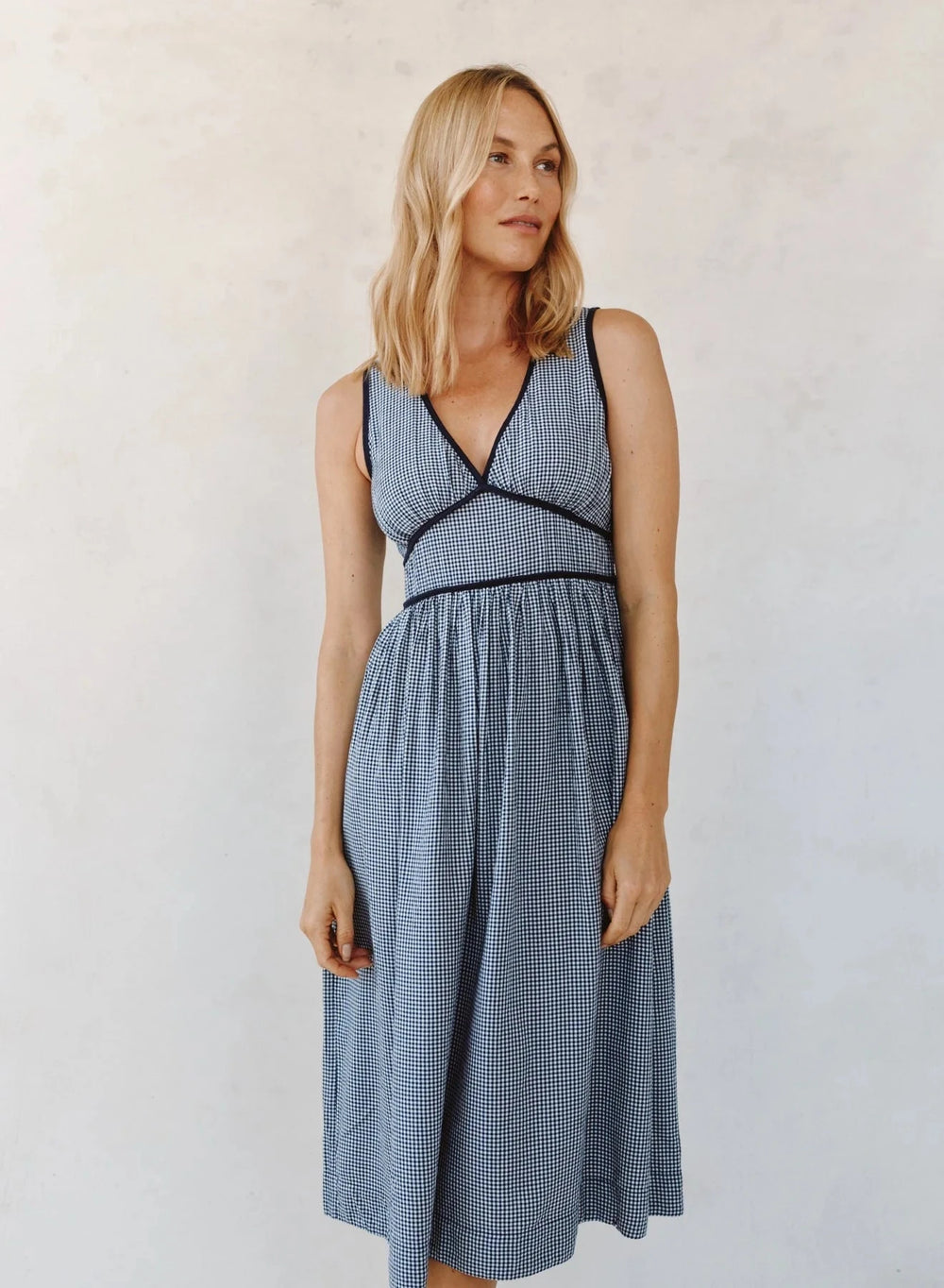 GINGHAM V-NECK MIDI DRESS Dress BELLA DAHL 