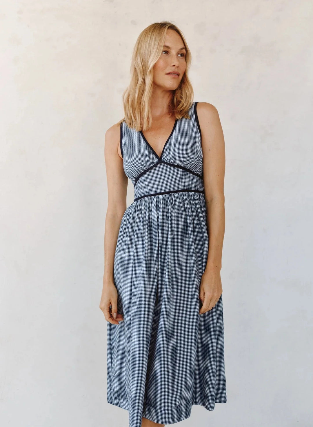 GINGHAM V-NECK MIDI DRESS Dress BELLA DAHL 