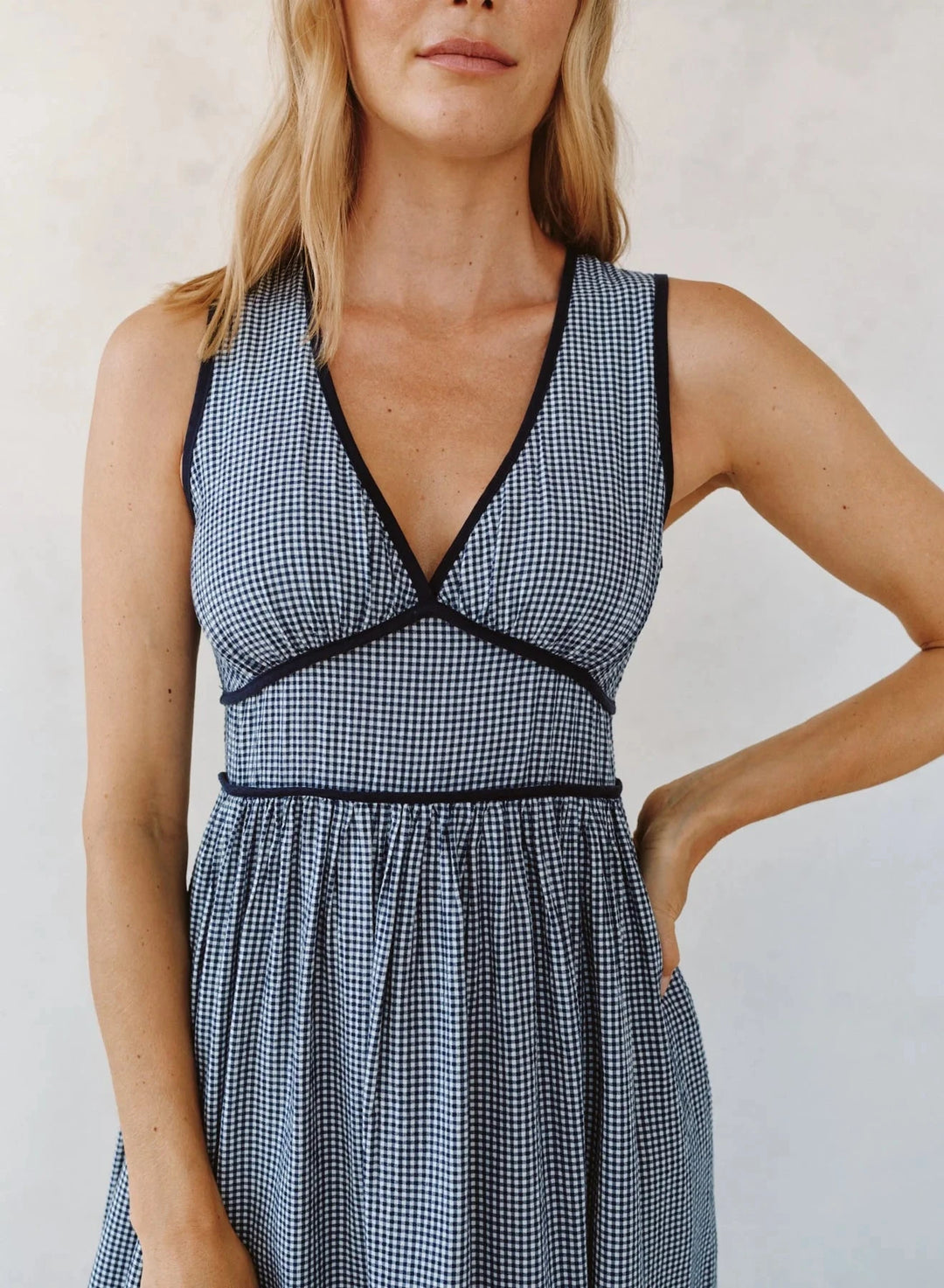 GINGHAM V-NECK MIDI DRESS Dress BELLA DAHL 