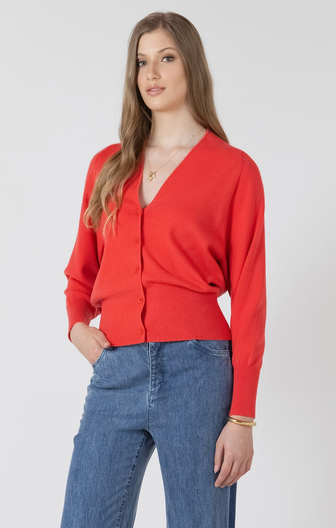 HAISLEY TOP Cardigan BLACK TAPE XS BRIGHT CHERRY 