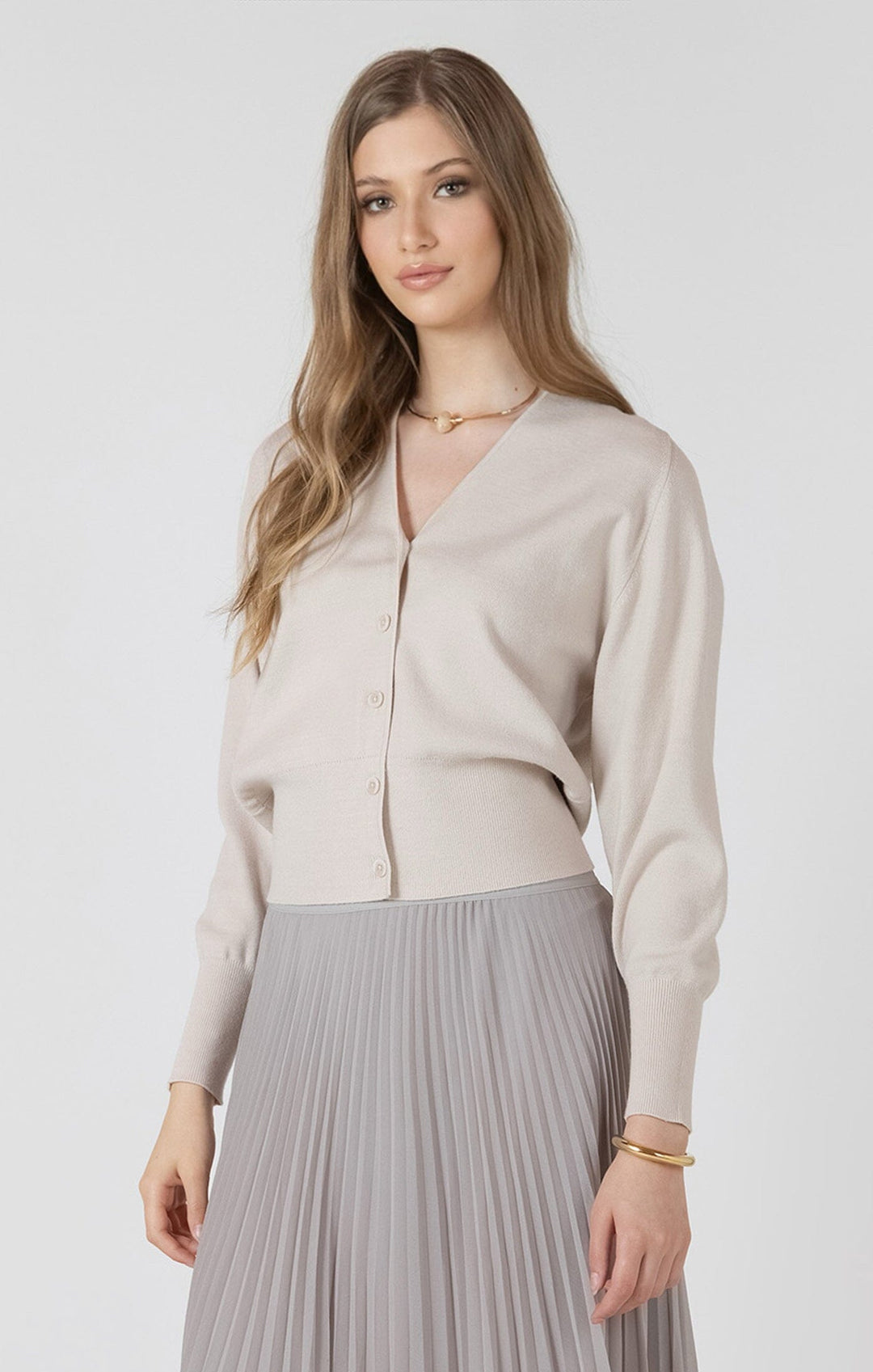 HAISLEY TOP Cardigan BLACK TAPE XS MATTE PEARL 