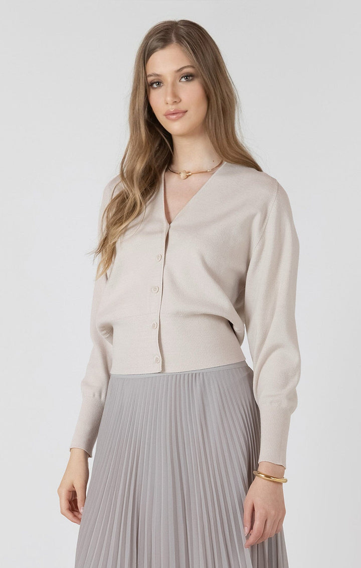 HAISLEY TOP Cardigan BLACK TAPE XS MATTE PEARL 