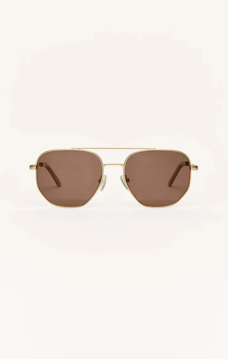 HIGHWAY SUNGLASSES ACCESSORIES Z SUPPLY GOLD BROWN 