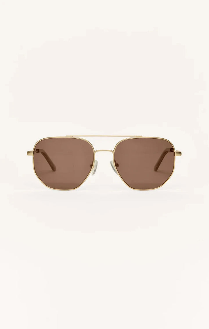 HIGHWAY SUNGLASSES ACCESSORIES Z SUPPLY GOLD BROWN 