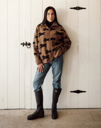 HORSE ZIP SHERPA JACKET JACKET BRUNETTE THE LABEL 