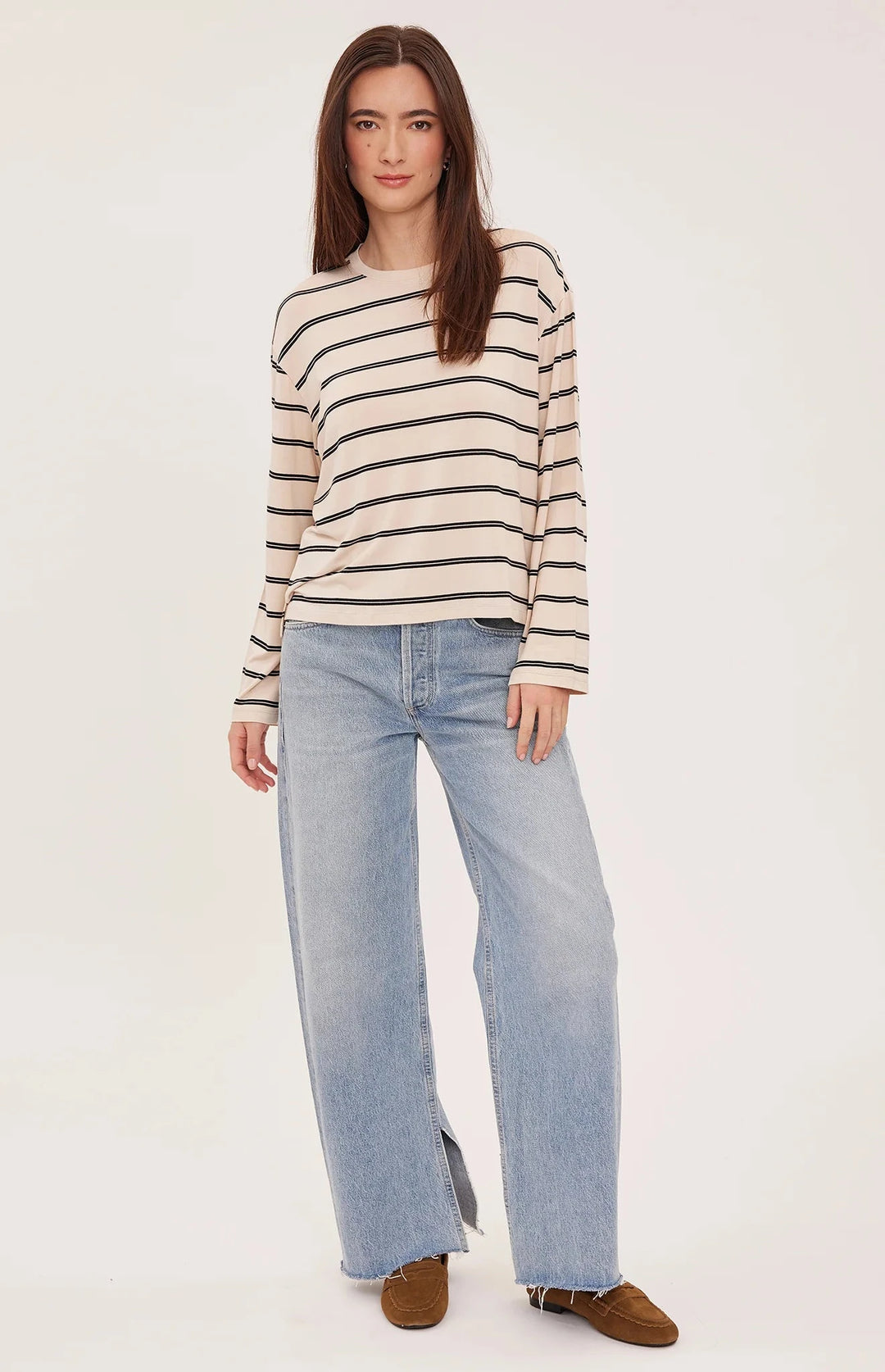 INDY TOP T-Shirt GENTLE FAWN XS CREAM STRIPE 
