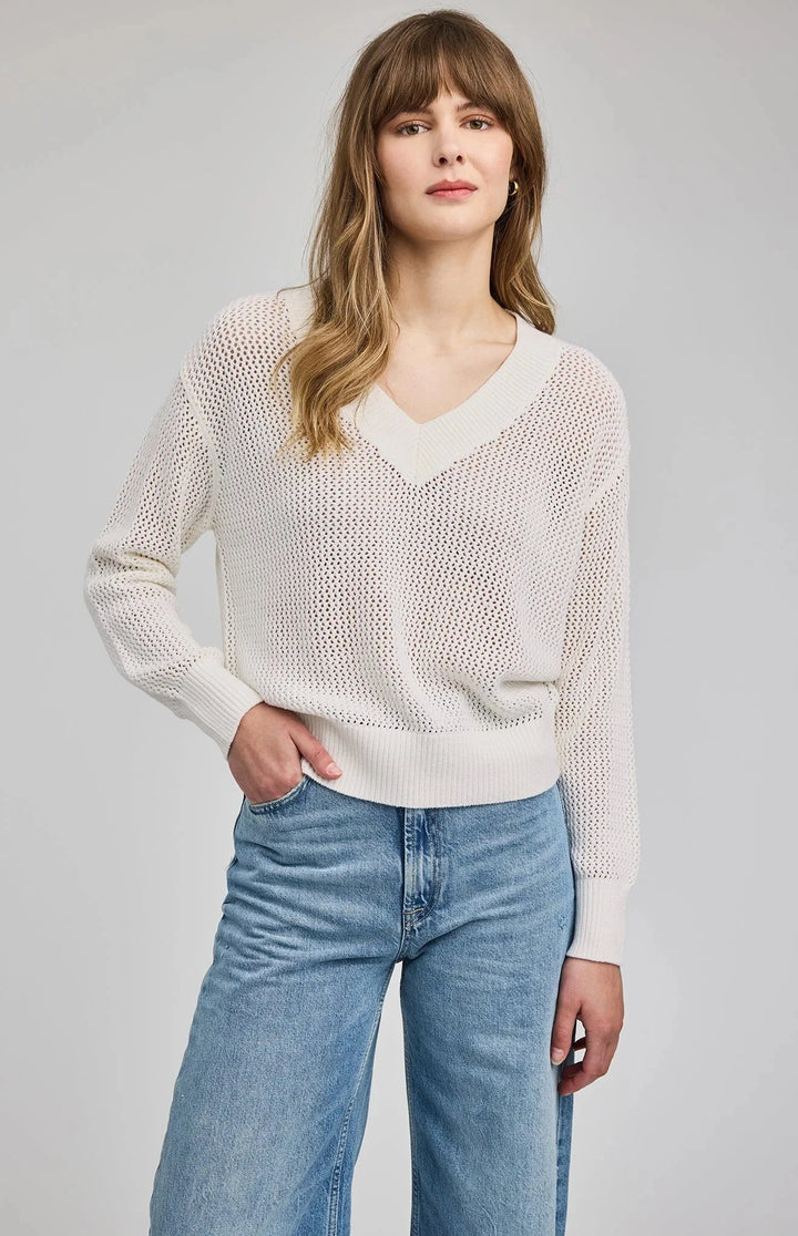 JENSEN PULLOVER SWEATER GENTLE FAWN XS WHITE 