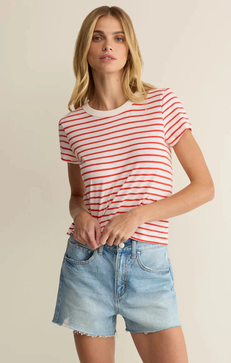 JUNIE STRIPED TEE T-Shirt Z SUPPLY XS LYCHEE 