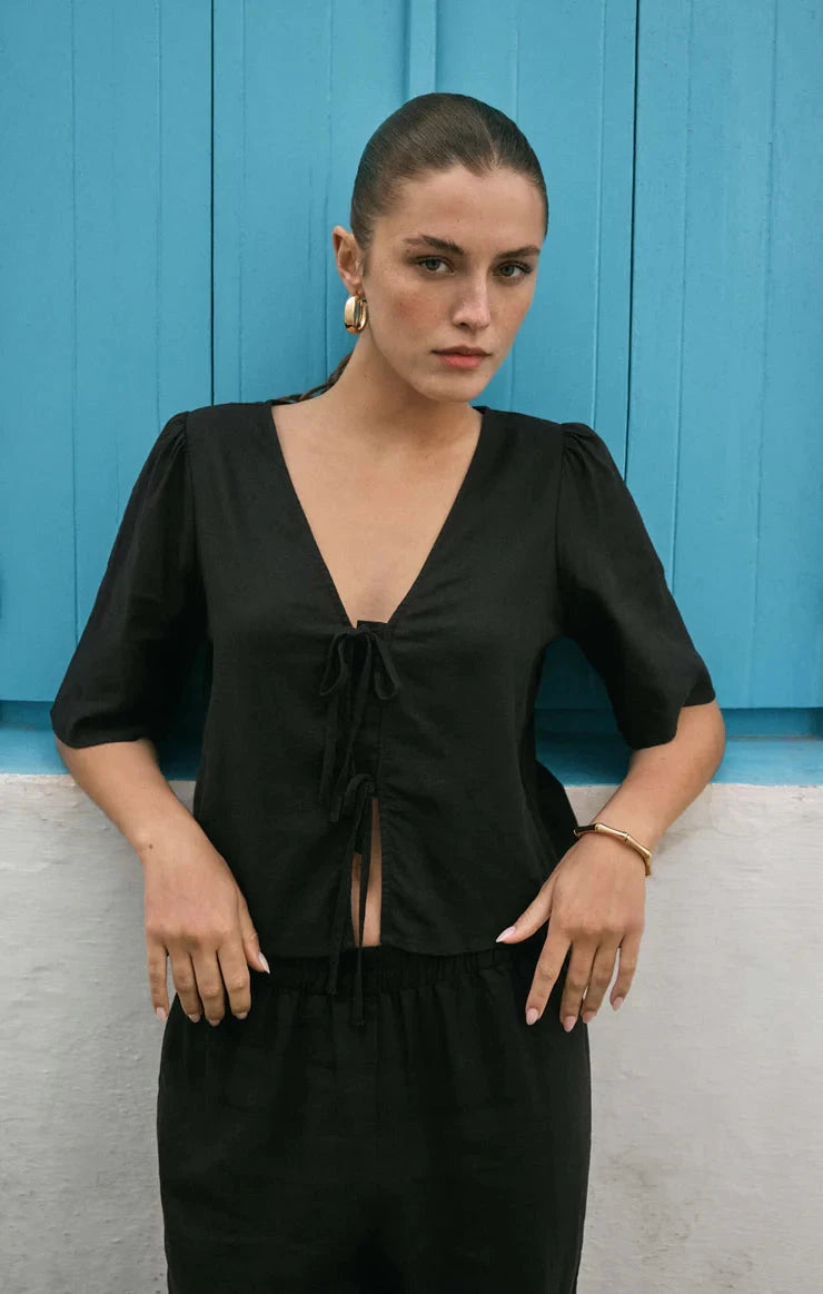 LA BELLE LINEN TOP top Z SUPPLY XS BLACK 