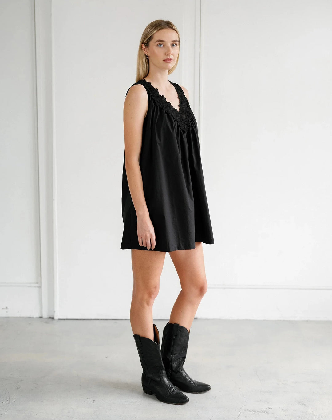 LACE POPLIN DRESS Dress BRUNETTE THE LABEL 
