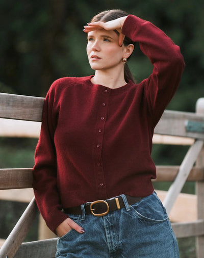 LITTLE SISTER CARDIGAN Cardigan BRUNETTE THE LABEL XS/S BURGUNDY 