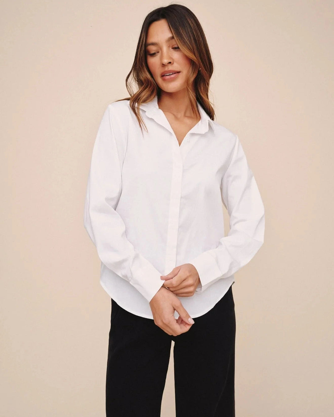 LONG SLEEVE CLEAN SHIRT TOP BELLA DAHL XS WHITE 