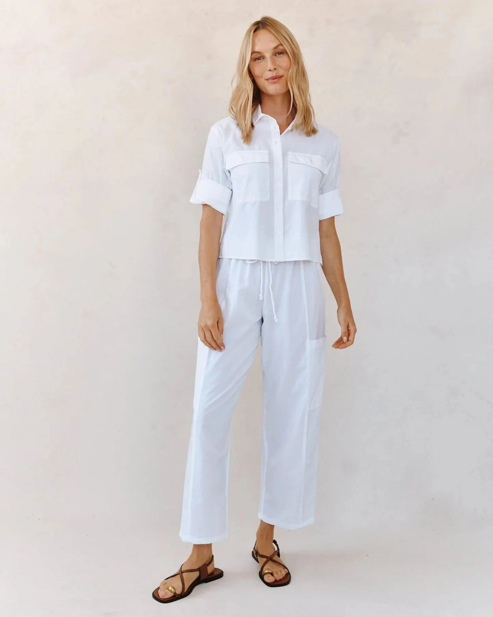 LONG SLEEVE CROP UTILITY SHIRT TOP BELLA DAHL 