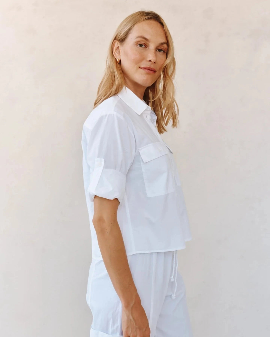 LONG SLEEVE CROP UTILITY SHIRT TOP BELLA DAHL 
