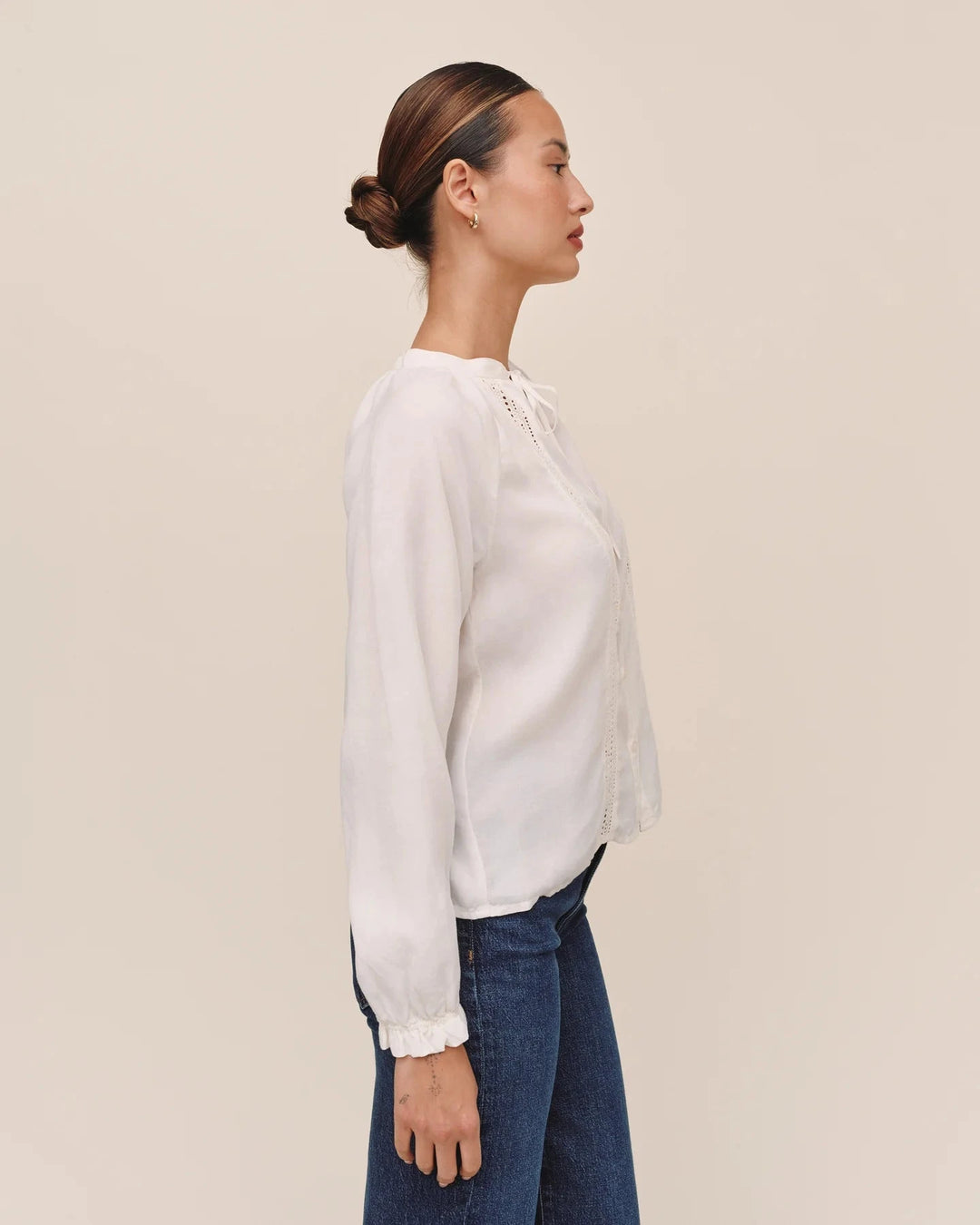 LONG SLEEVE LACE INSET SHIRT top BELLA DAHL 