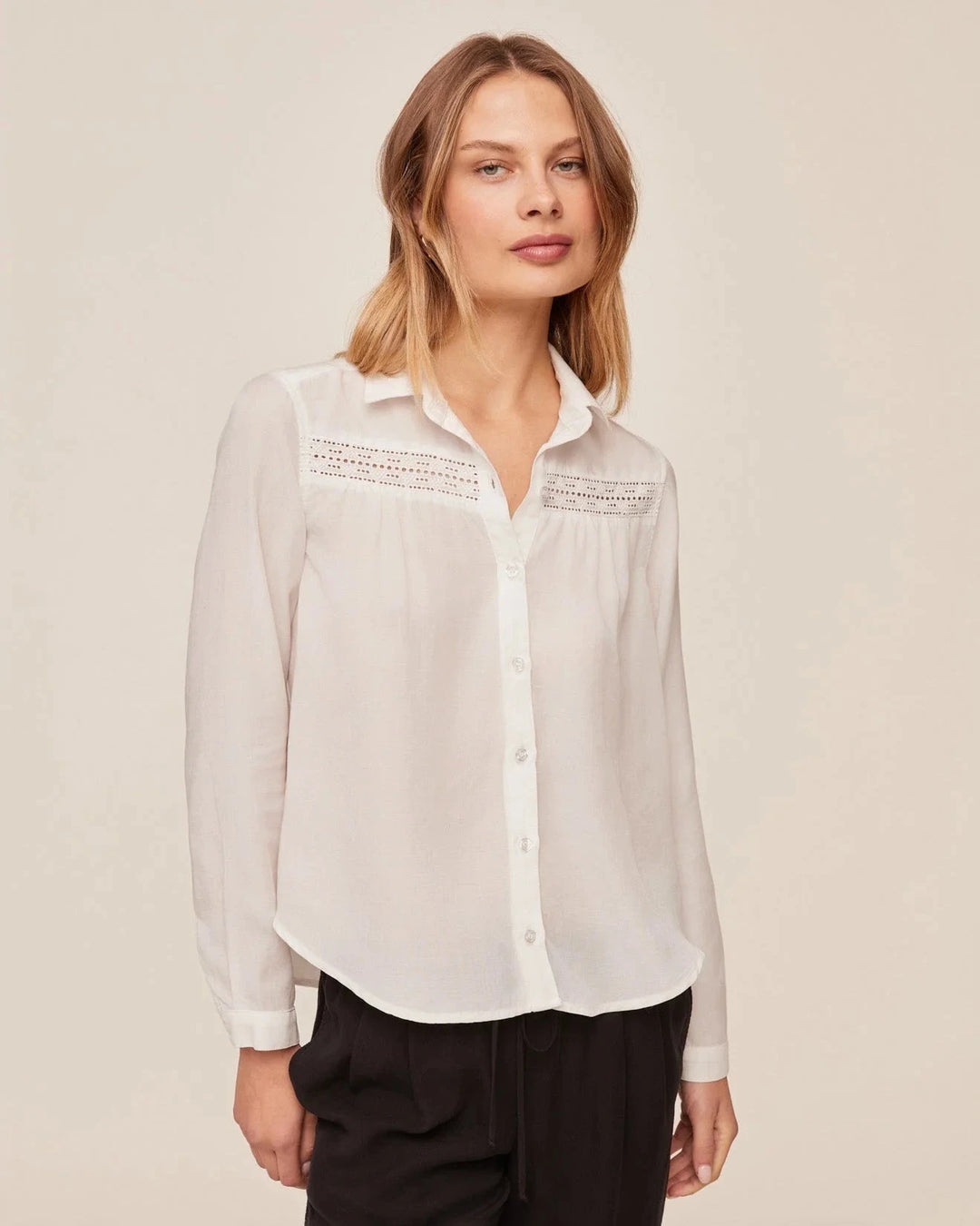 LONG SLEEVE LACE INSET SHIRT top BELLA DAHL 