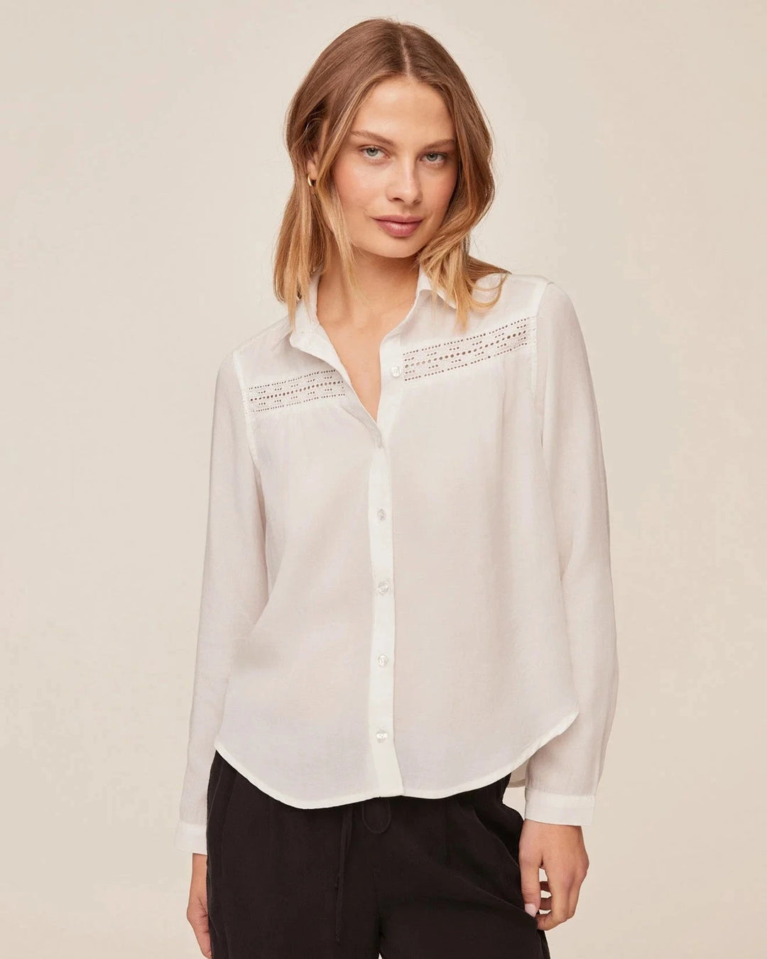 LONG SLEEVE LACE INSET SHIRT top BELLA DAHL 