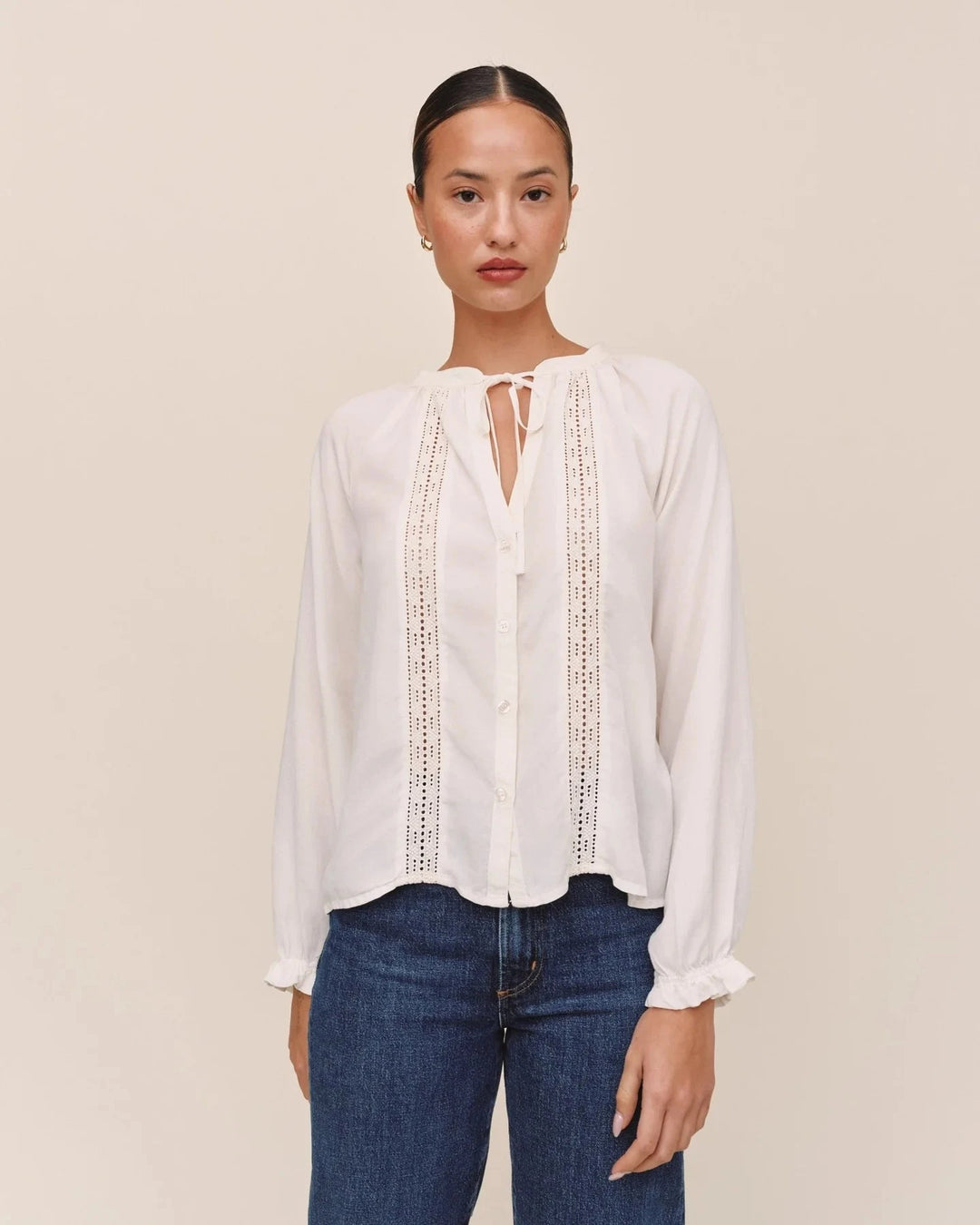 LONG SLEEVE LACE INSET SHIRT top BELLA DAHL 
