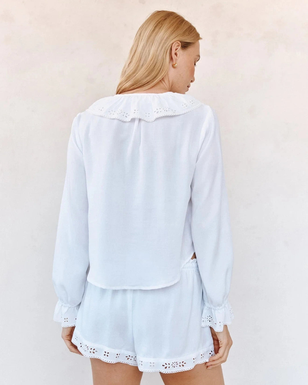 LONG SLEEVE TIE NECK RUFFLE TOP TOP BELLA DAHL 