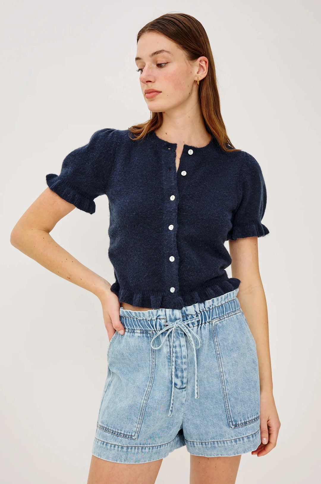 LORA TOP - NAVY Cardigan RAILS 