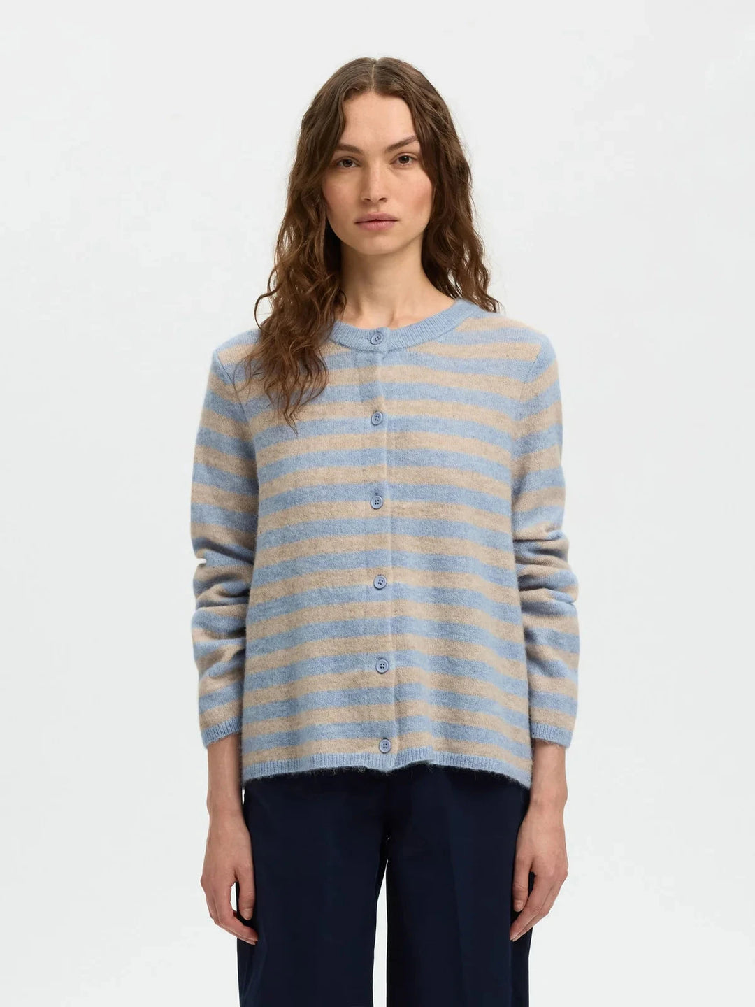 LULU CARDIGAN Cardigan SELECTED XS CASHMERE BLUE/BIRCH 