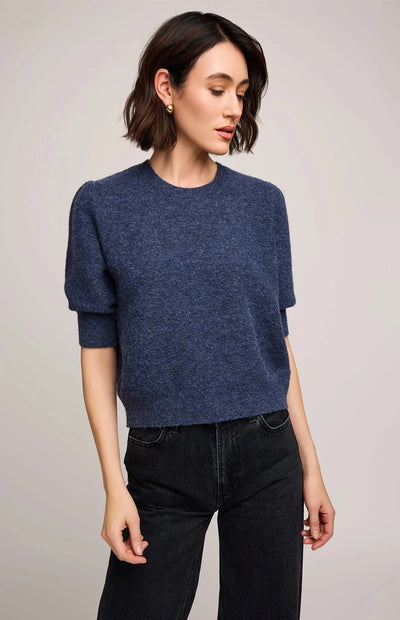 MARISOL KNIT TOP SWEATER GENTLE FAWN XS HEATHER BLUE 