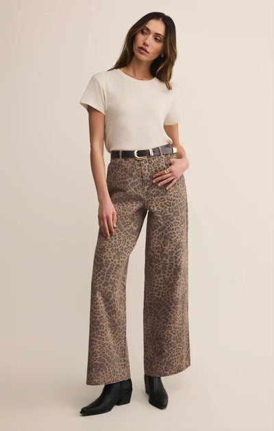 MARLI DENIM LEOPARD PANT DENIM Z SUPPLY 