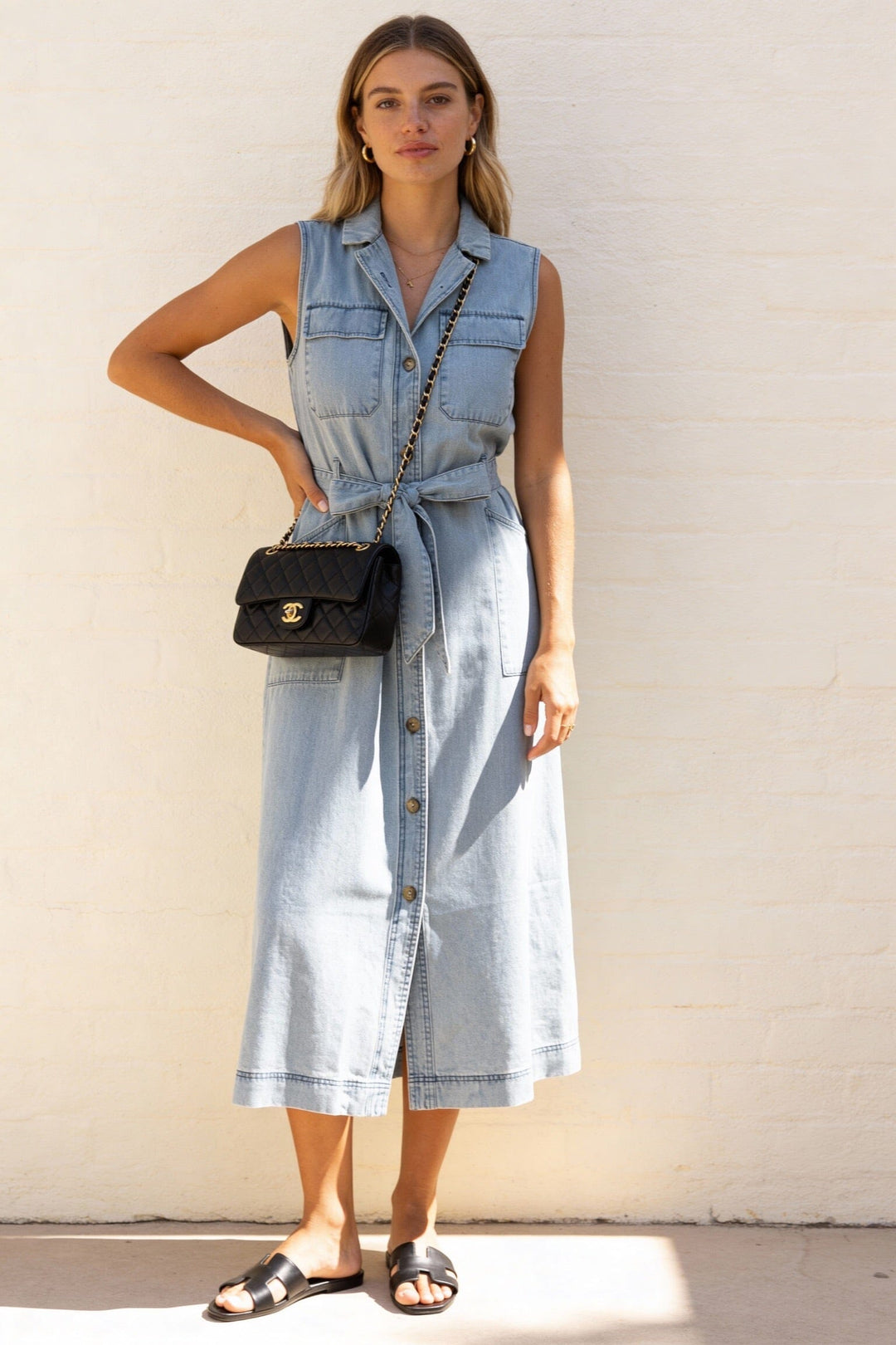 MELODY CHAMBRAY MIDI DRESS Dress PRIV 