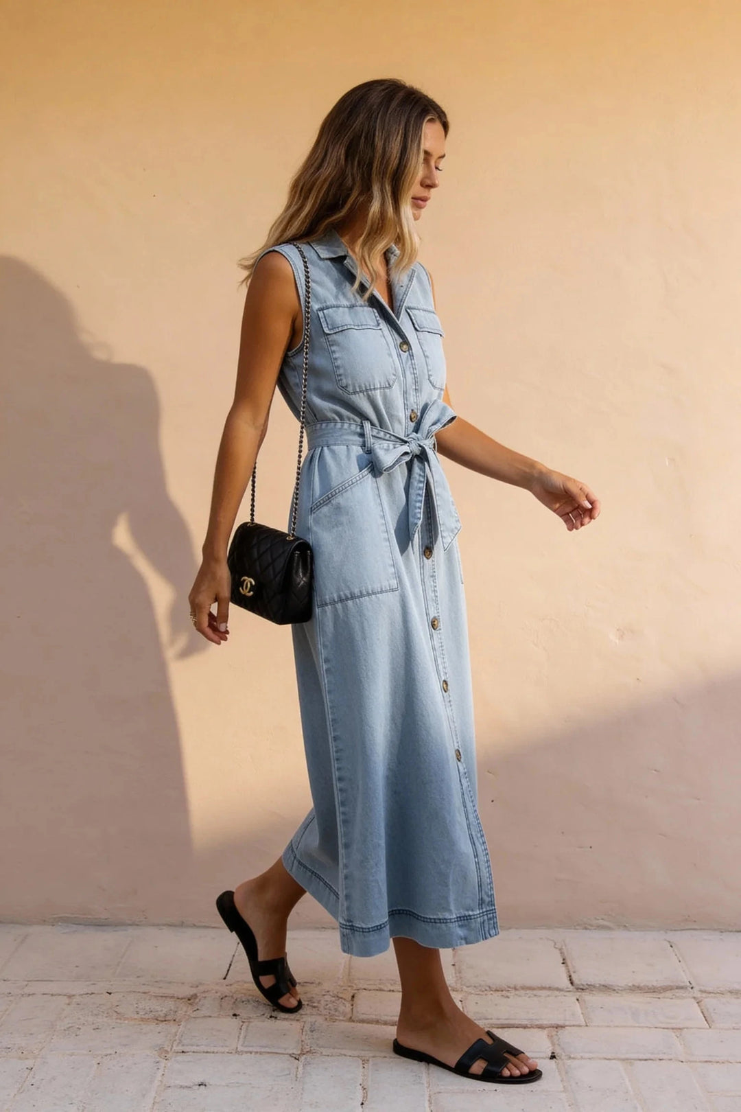 MELODY CHAMBRAY MIDI DRESS Dress PRIV 