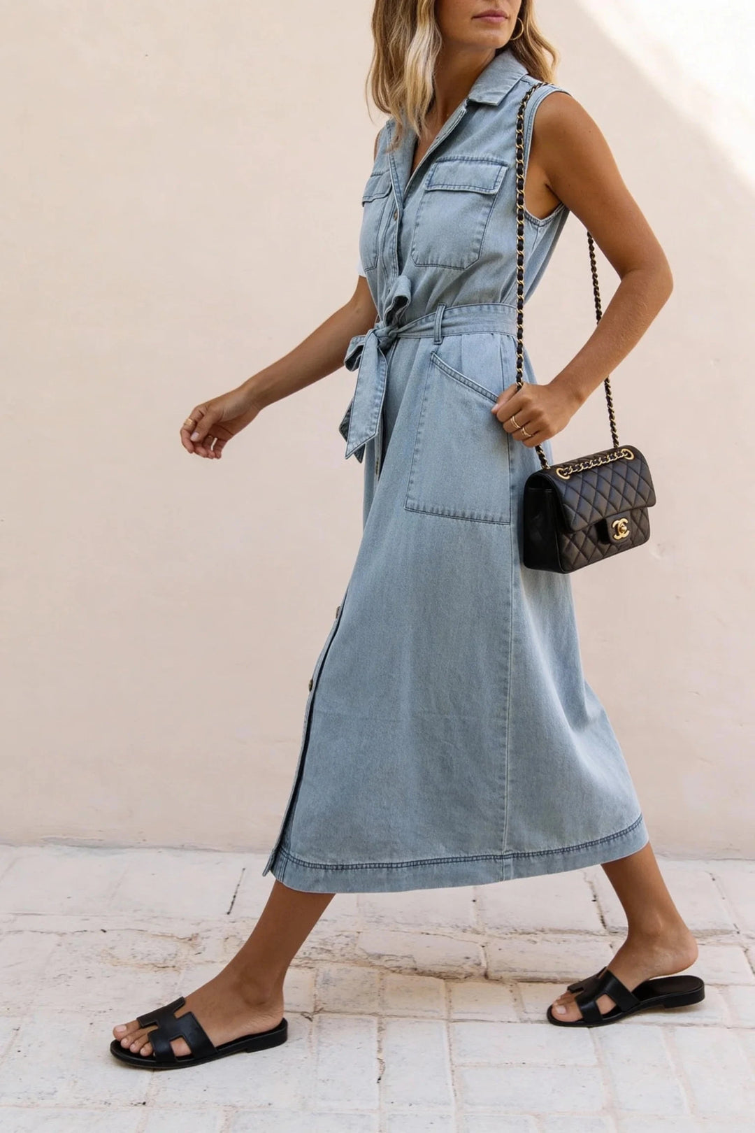 MELODY CHAMBRAY MIDI DRESS Dress PRIV 