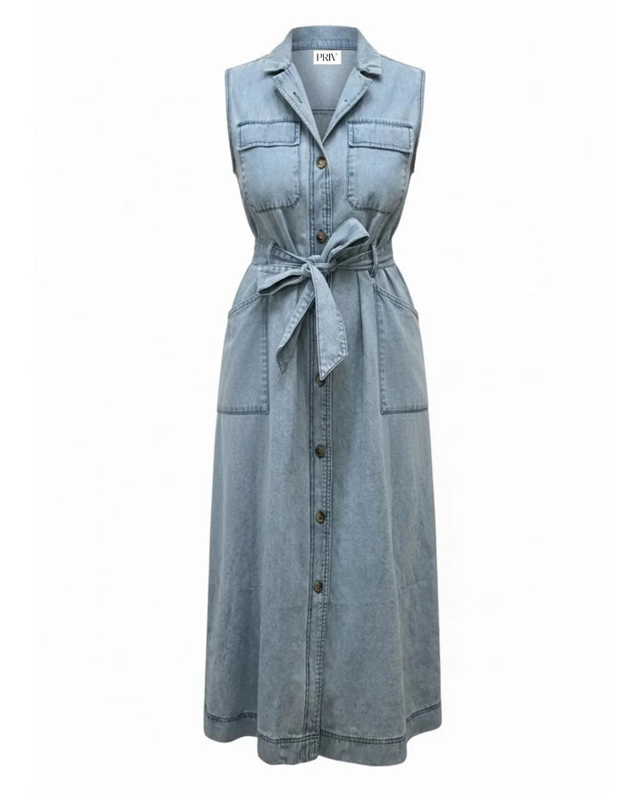 MELODY CHAMBRAY MIDI DRESS Dress PRIV 