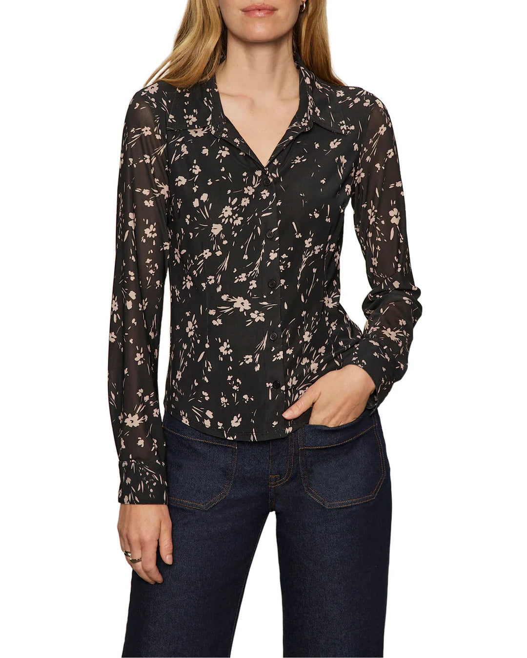 MESH BUTTON DOWN TOP SANCTUARY 