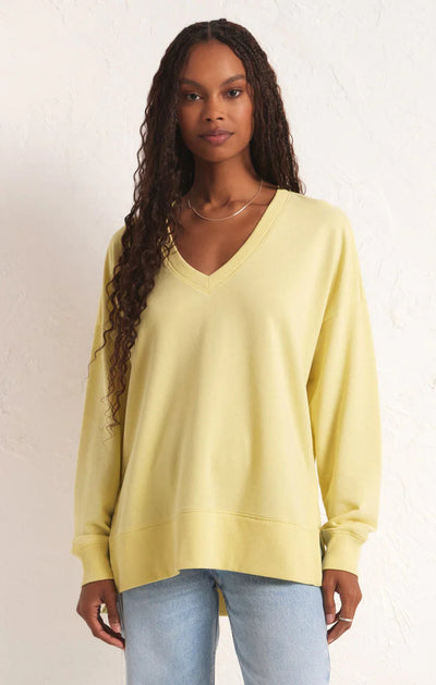 MODERN V-NECK WEEKENDER SWEATER Z SUPPLY XS LIMONCELLO 