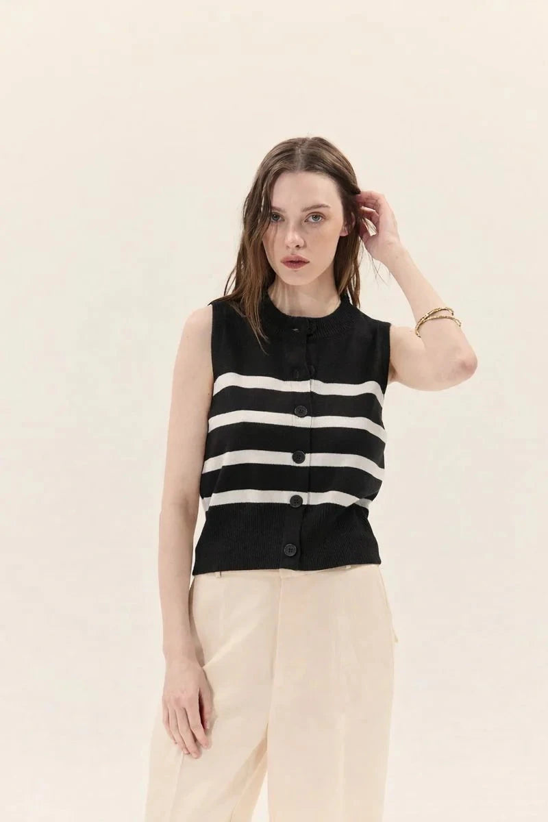 MYKONOS VEST SWEATER DELUC XS BLACK/ECRU 