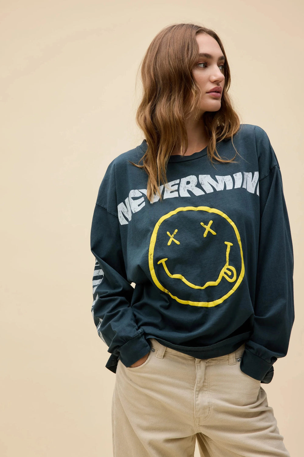 NIRVANA NEVERMIND SMILEY MERCH LONG SLEEVE T-Shirt DAYDREAMER 