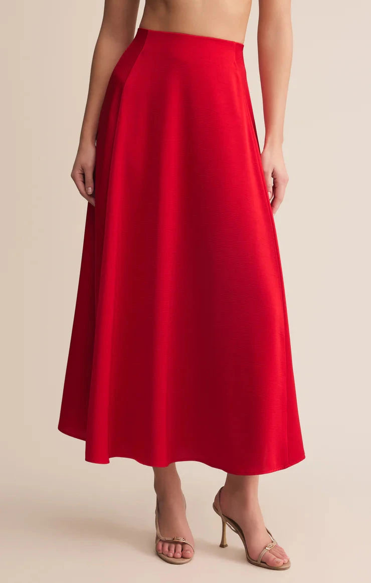 NORTHPOINTE SATIN MIDI SKIRT SKIRT Z SUPPLY XS FESTIVE RED 