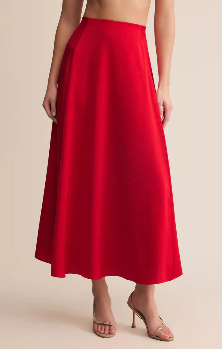 NORTHPOINTE SATIN MIDI SKIRT SKIRT Z SUPPLY XS FESTIVE RED 
