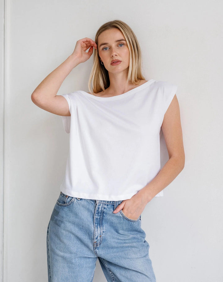OFF THE SHOULDER TEE T-Shirt BRUNETTE THE LABEL 