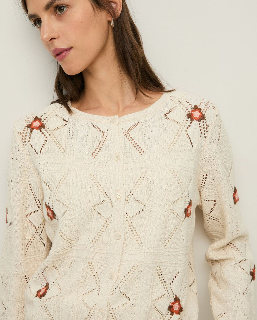 OPENWORK FLORAL CARDIGAN Cardigan YERSE 